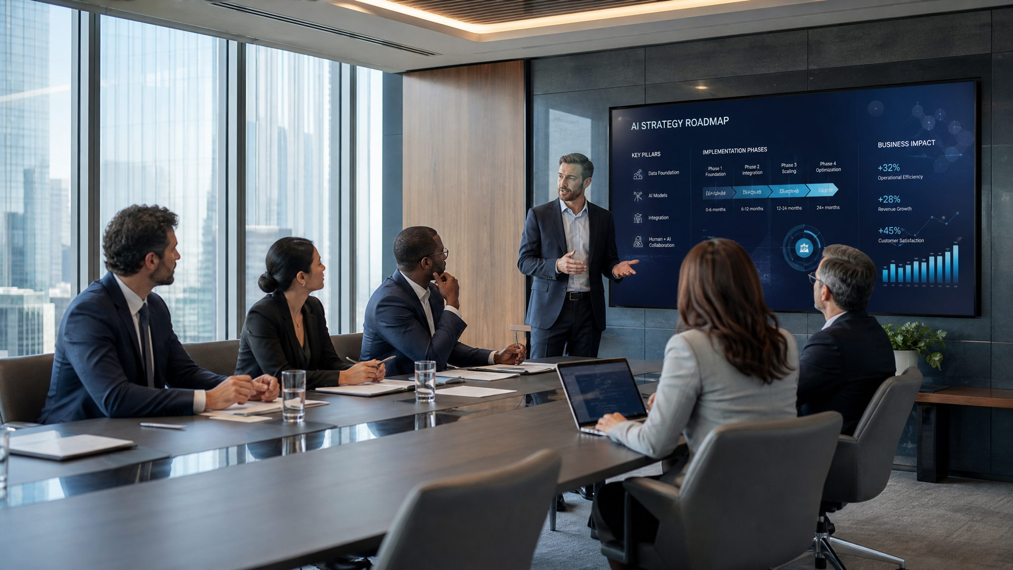 Executive strategy session for AI consulting with business leaders