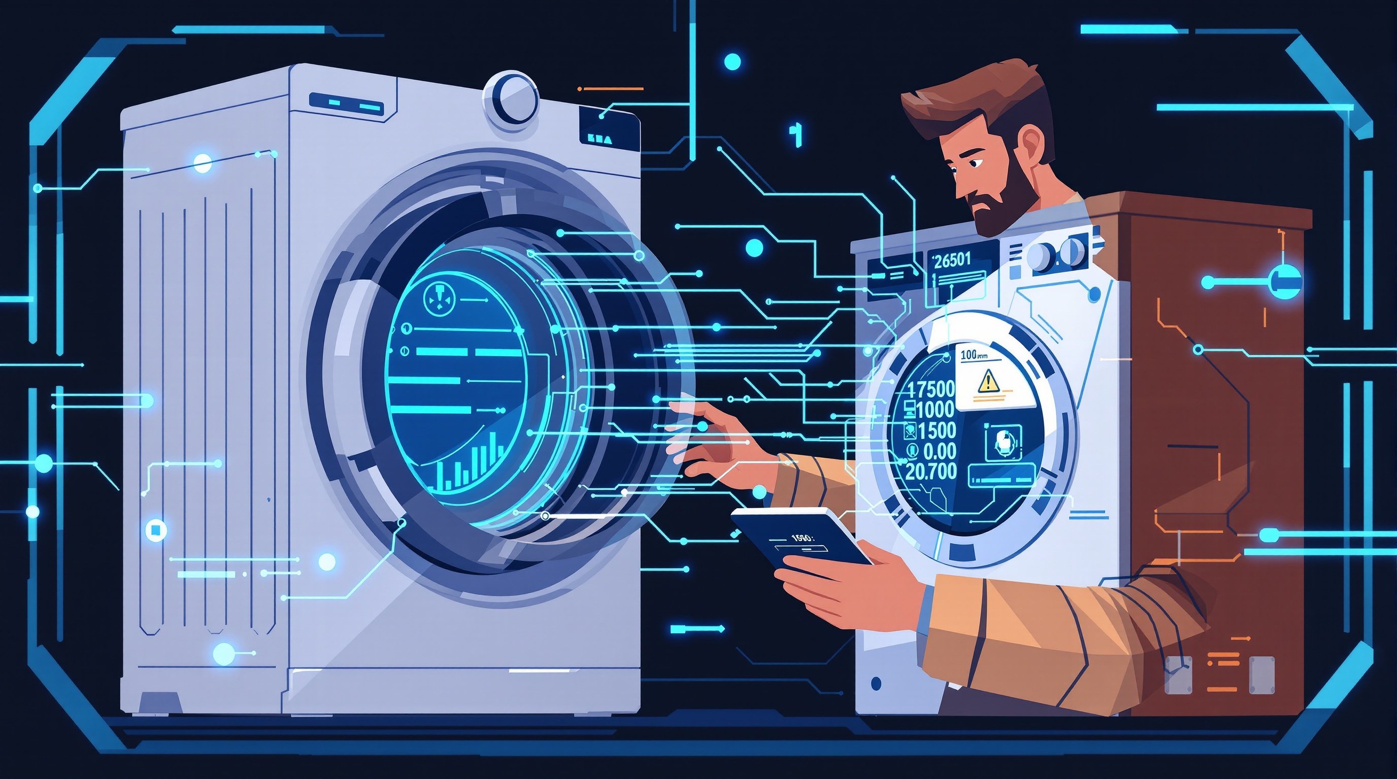 Teknisyen dijital arıza tespiti yapıyor