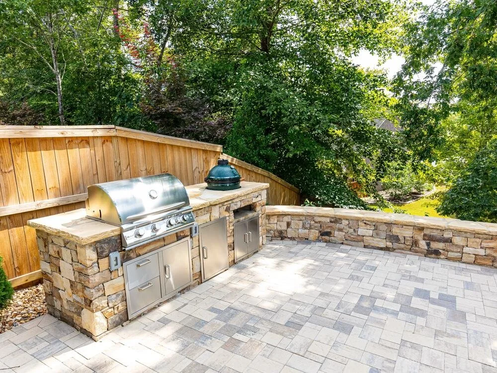 Premium outdoor kitchen with professional stone tile work