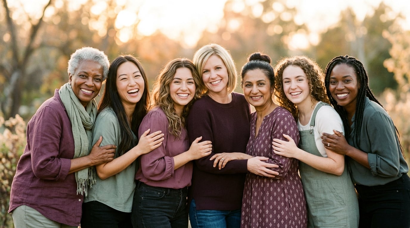 Women standing together in solidarity and empowerment