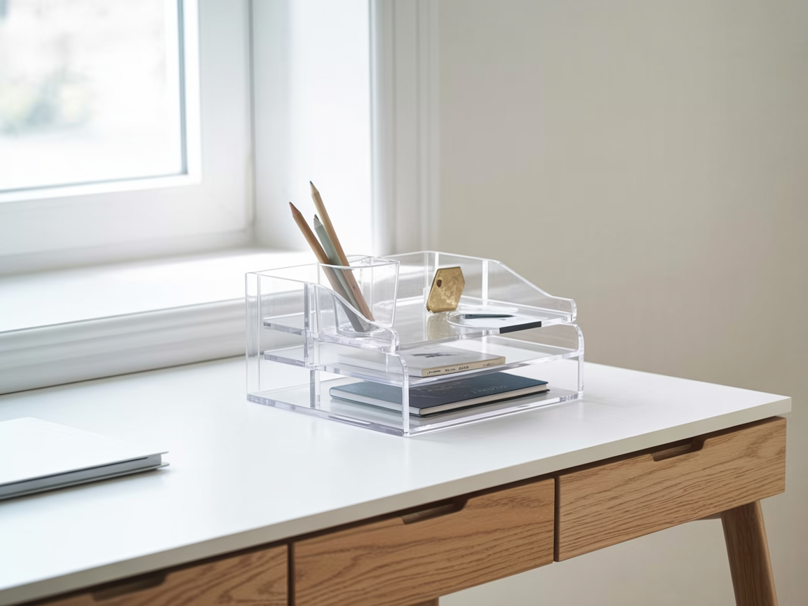 The Clarity Acrylic Desk Organizer