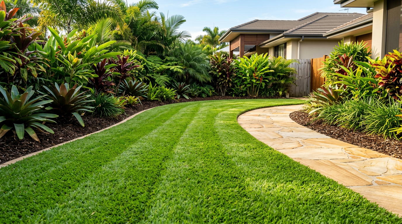 Professionally maintained lawn with crisp clean edges