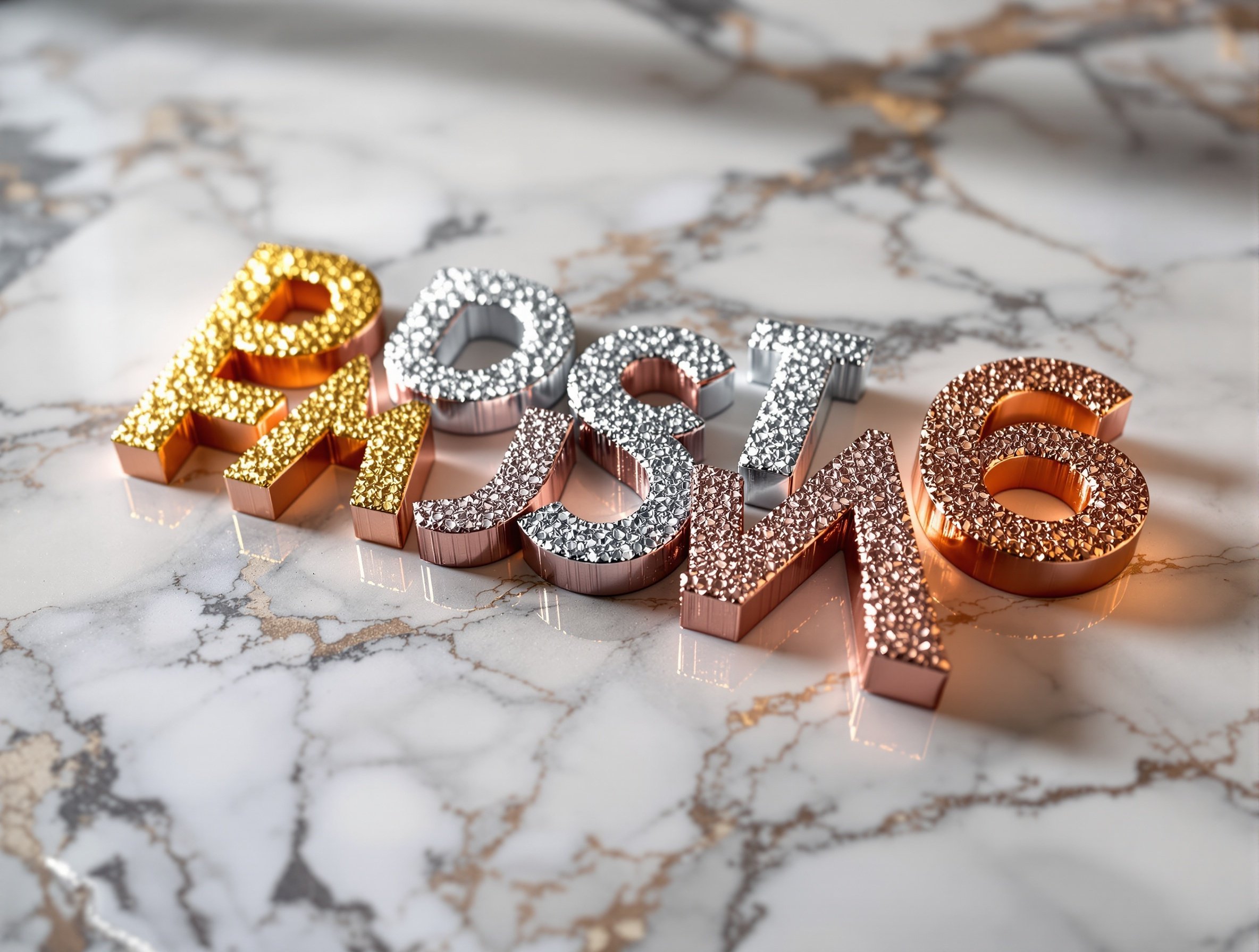 Letras 3D con Efectos Metálicos Premium