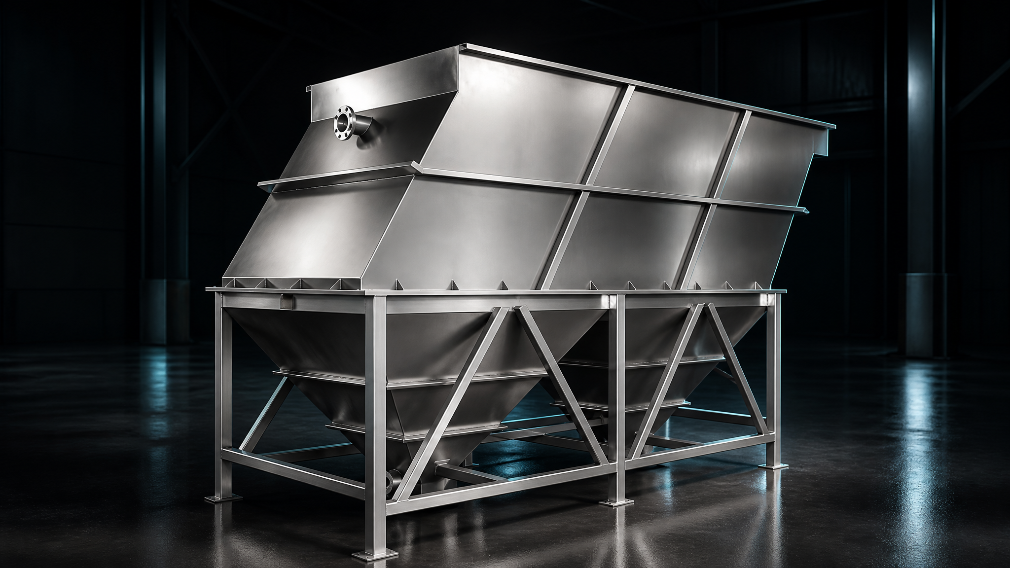 Stainless steel design with sludge hopper