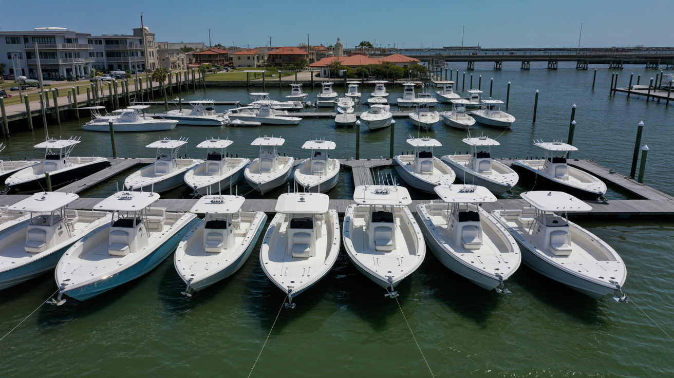 Catch King Boat Club fleet of fishing boats at marina