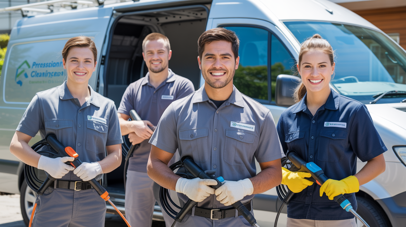 SmartWash professional cleaning team with equipment