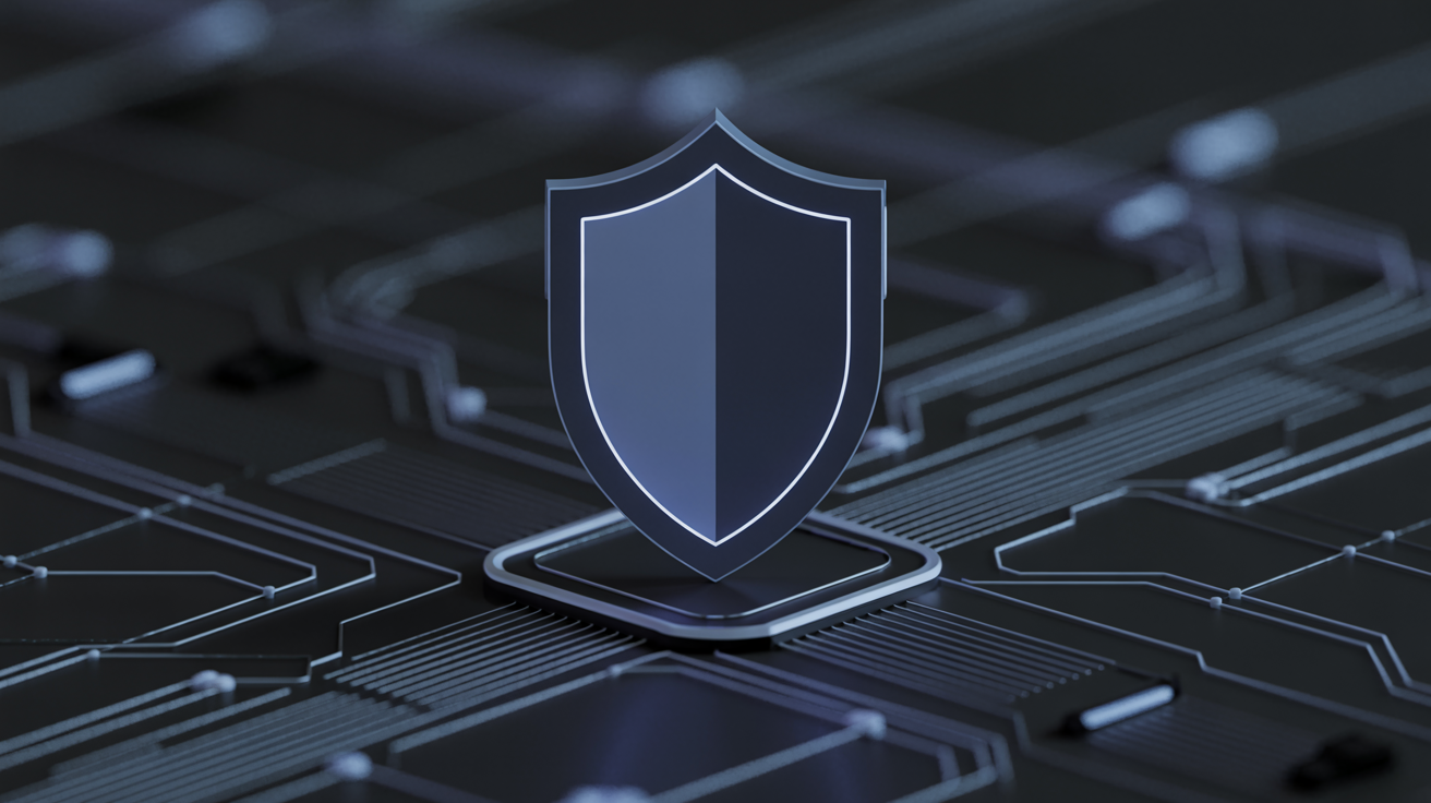 Cybersecurity shield protecting digital networks