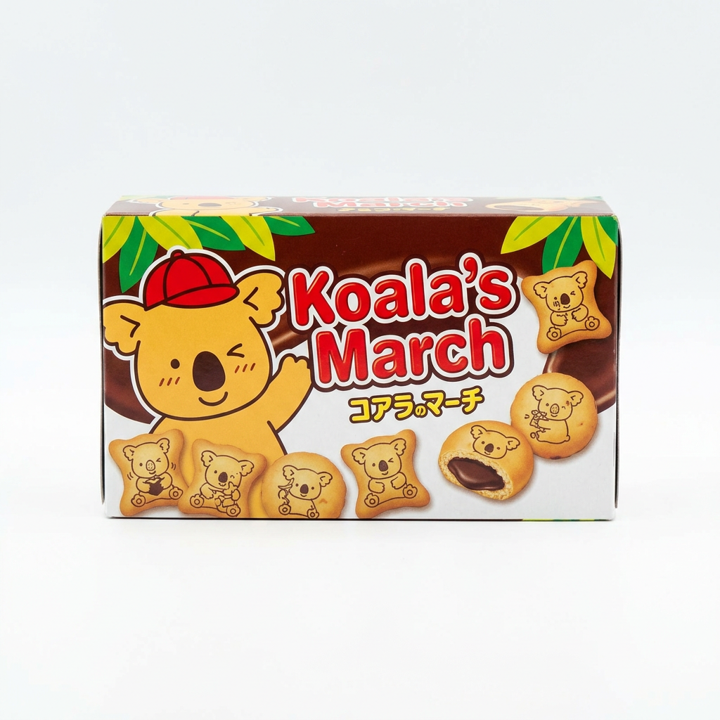 Koala's March - Adorable koala-shaped biscuits filled with creamy chocolate. Too cute to resist!