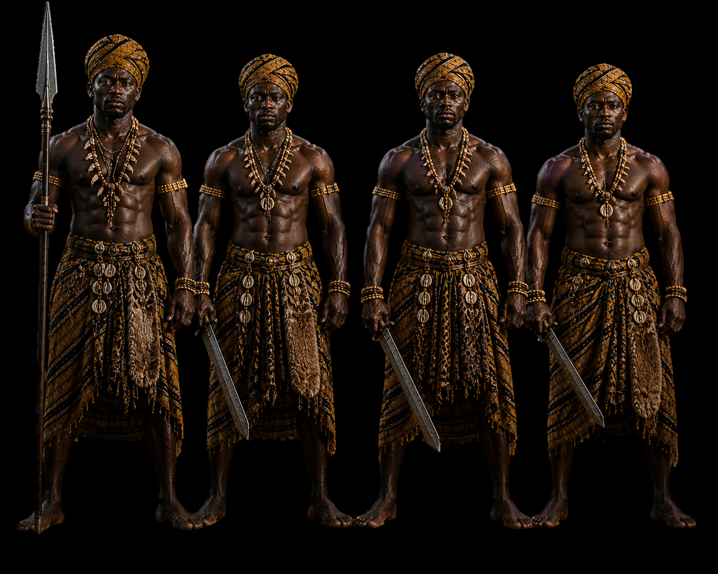 Igala warriors in traditional battle attire