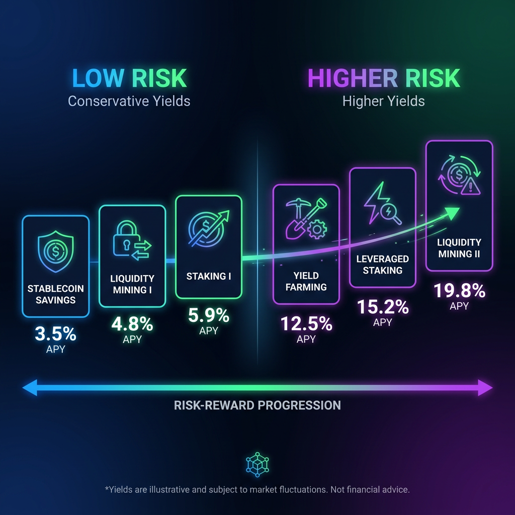 DeFi yield farming platforms 2026 risk and reward comparison chart