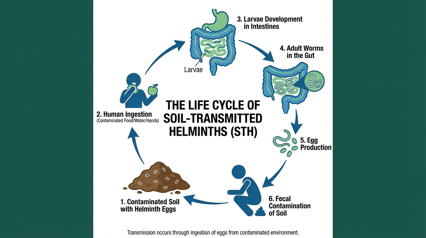 Diagram siklus hidup Soil Transmitted Helminth