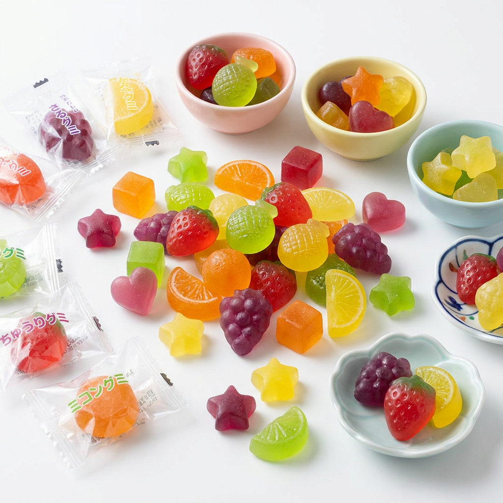 Japanese Gummy Candy - Colorful and fruity gummy candies with unique Japanese flavors and fun shapes!