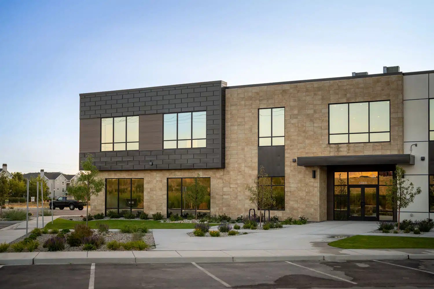 Modern business district representing commercial insurance coverage