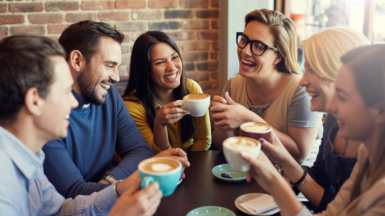 Friends enjoying coffee at Greater Grounds