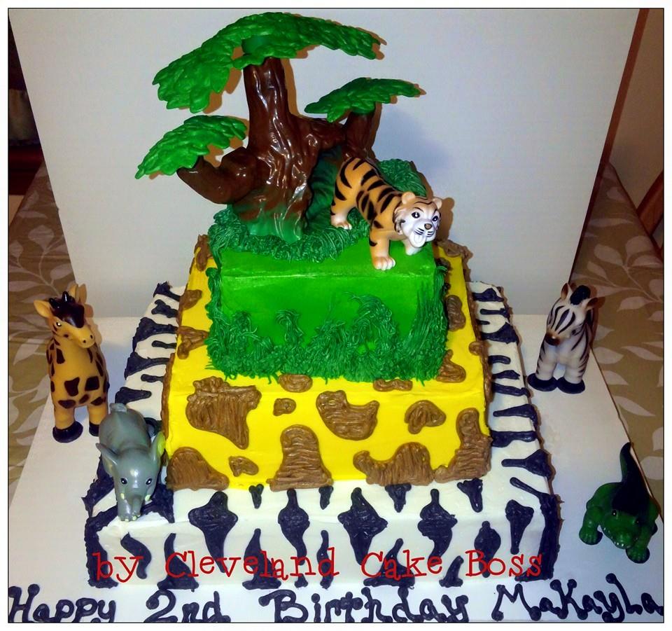 Three-Tiered Jungle Themed Cake