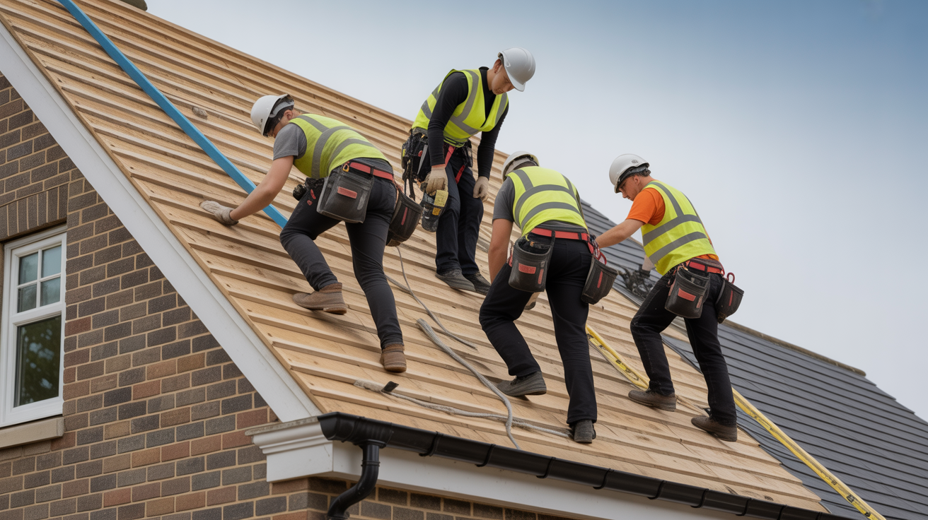 Fortify Roofing & Building professional team working on a roof