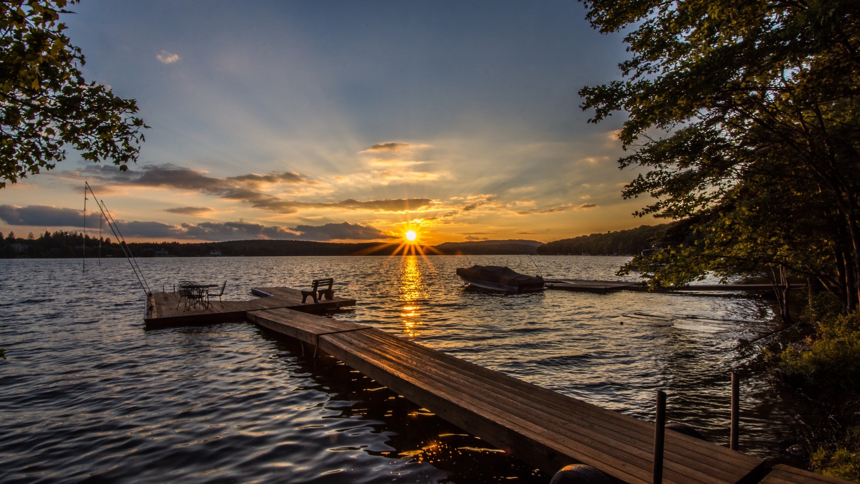 Deep Creek Lake dock at sunset, Garrett County Maryland
