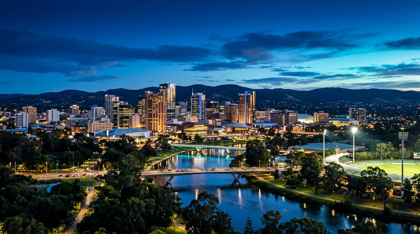 Adelaide skyline at twilight