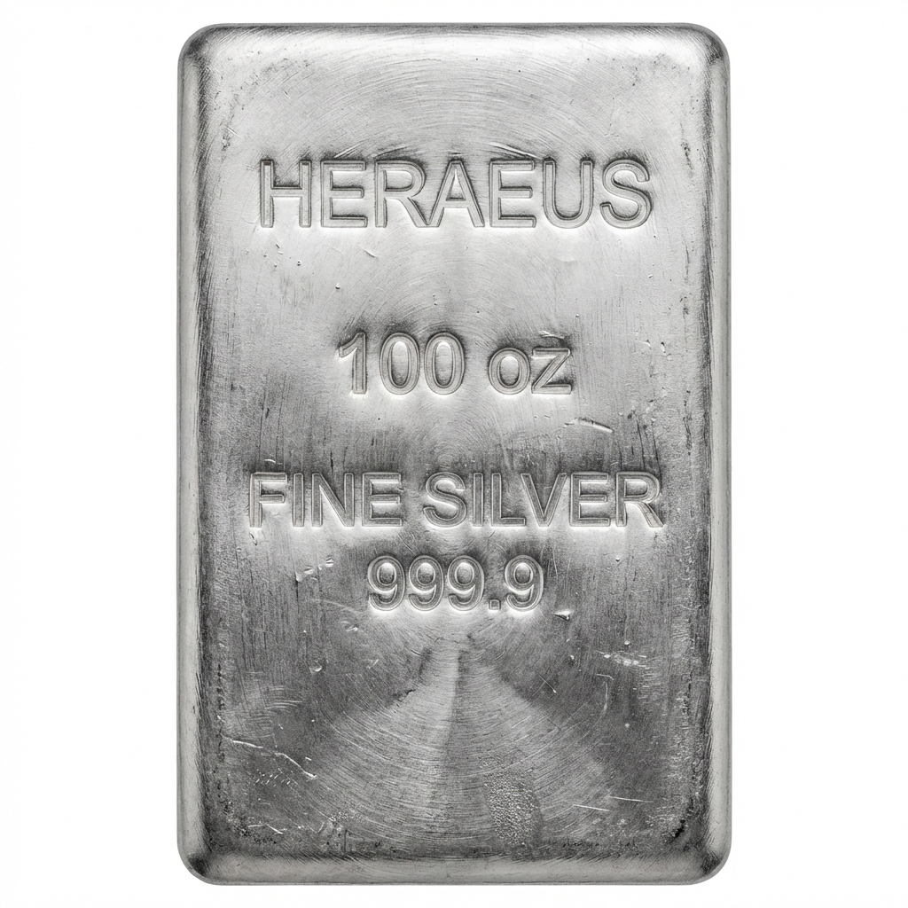 Heraeus 100 Troy Ounce Silver Bar