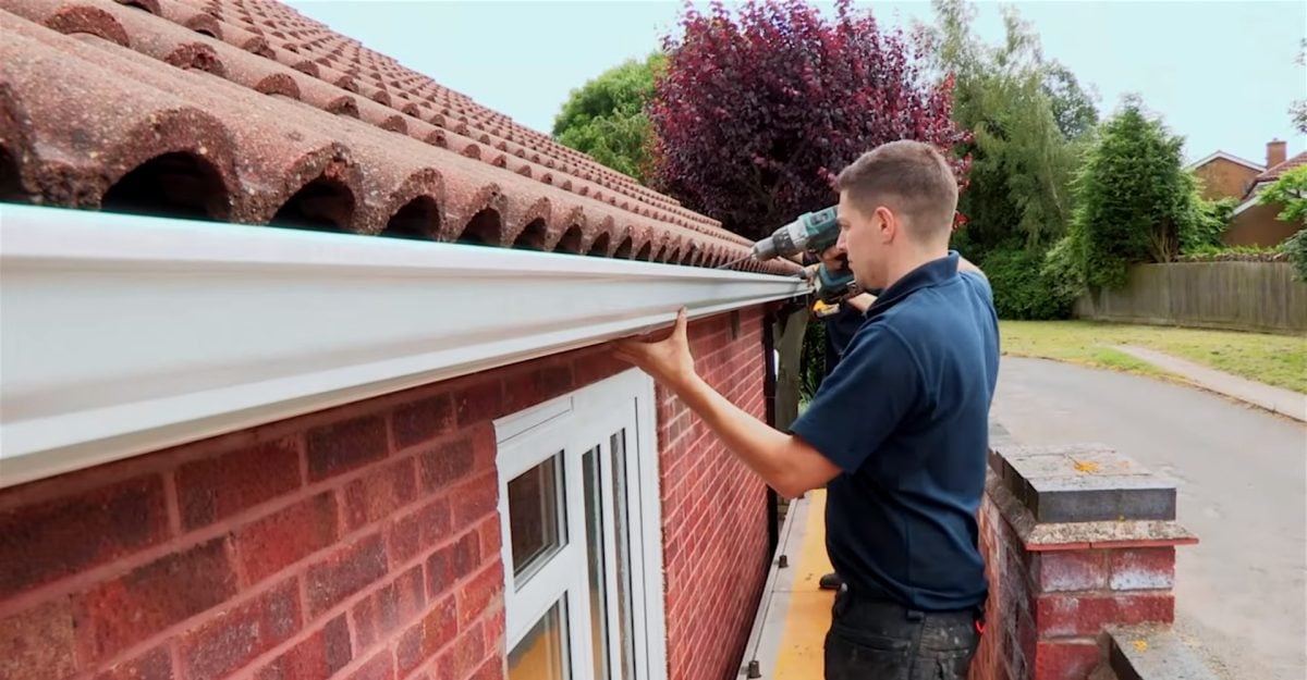 New guttering installation on a UK house
