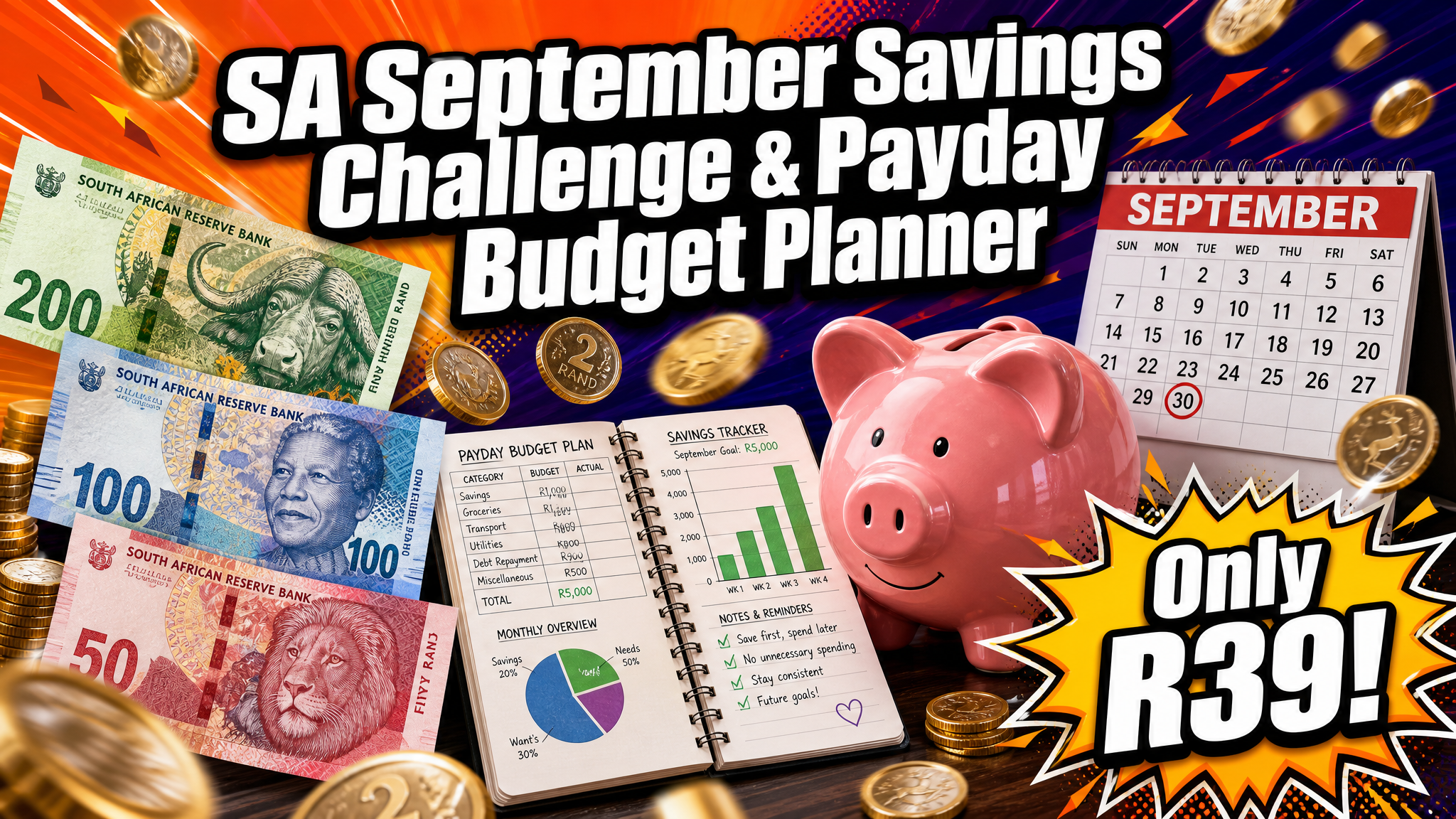 SA September Savings Challenge & Payday Budget Planner