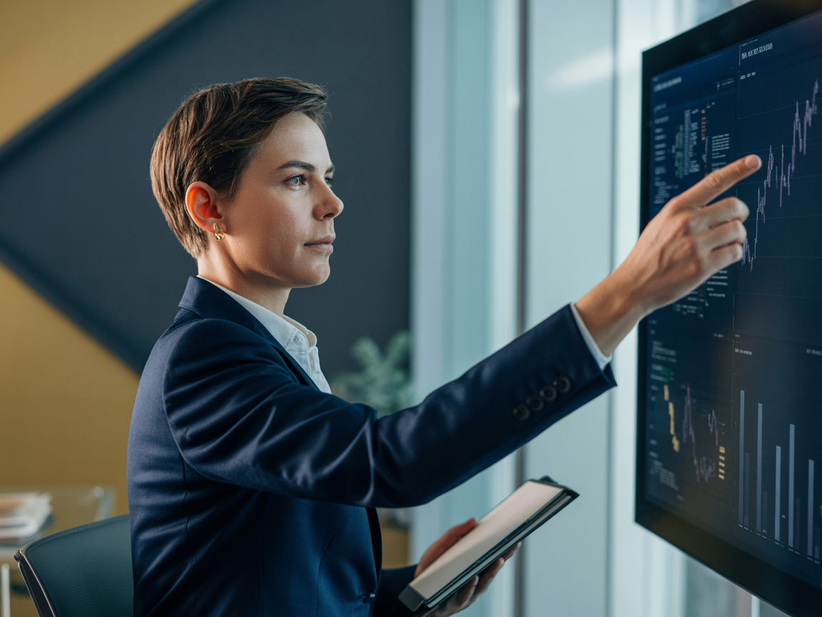 Executive analyzing data and making strategic decisions