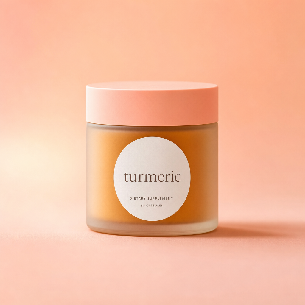 Turmeric supplement jar by mynd fields