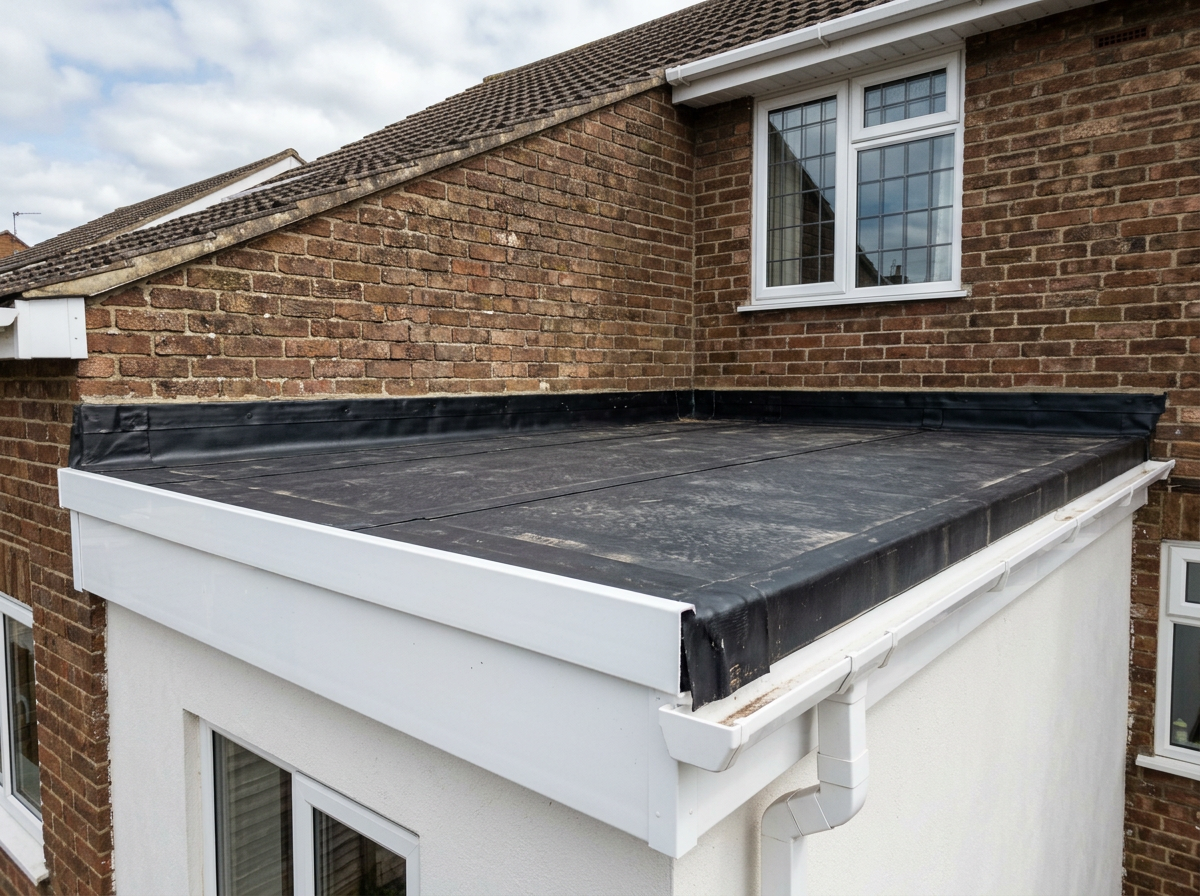 EPDM rubber flat roof on a UK house extension
