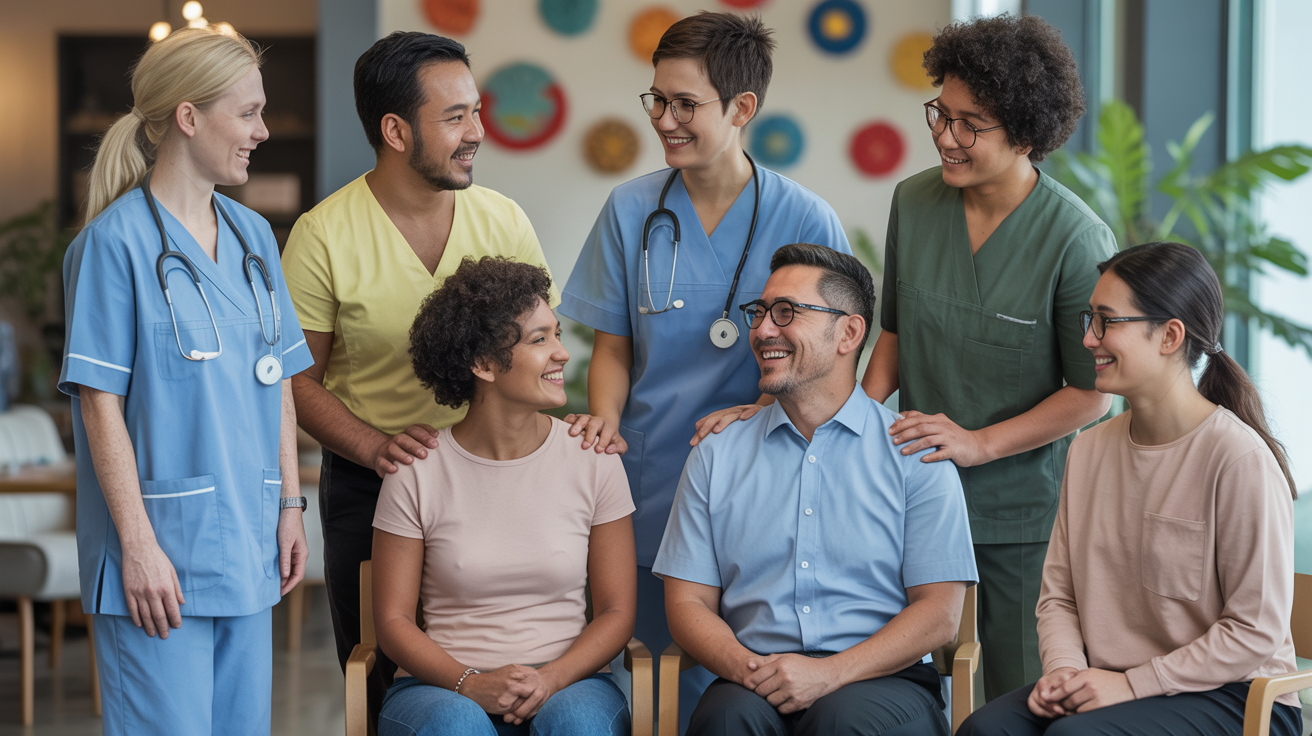 Diverse group in healthcare support setting