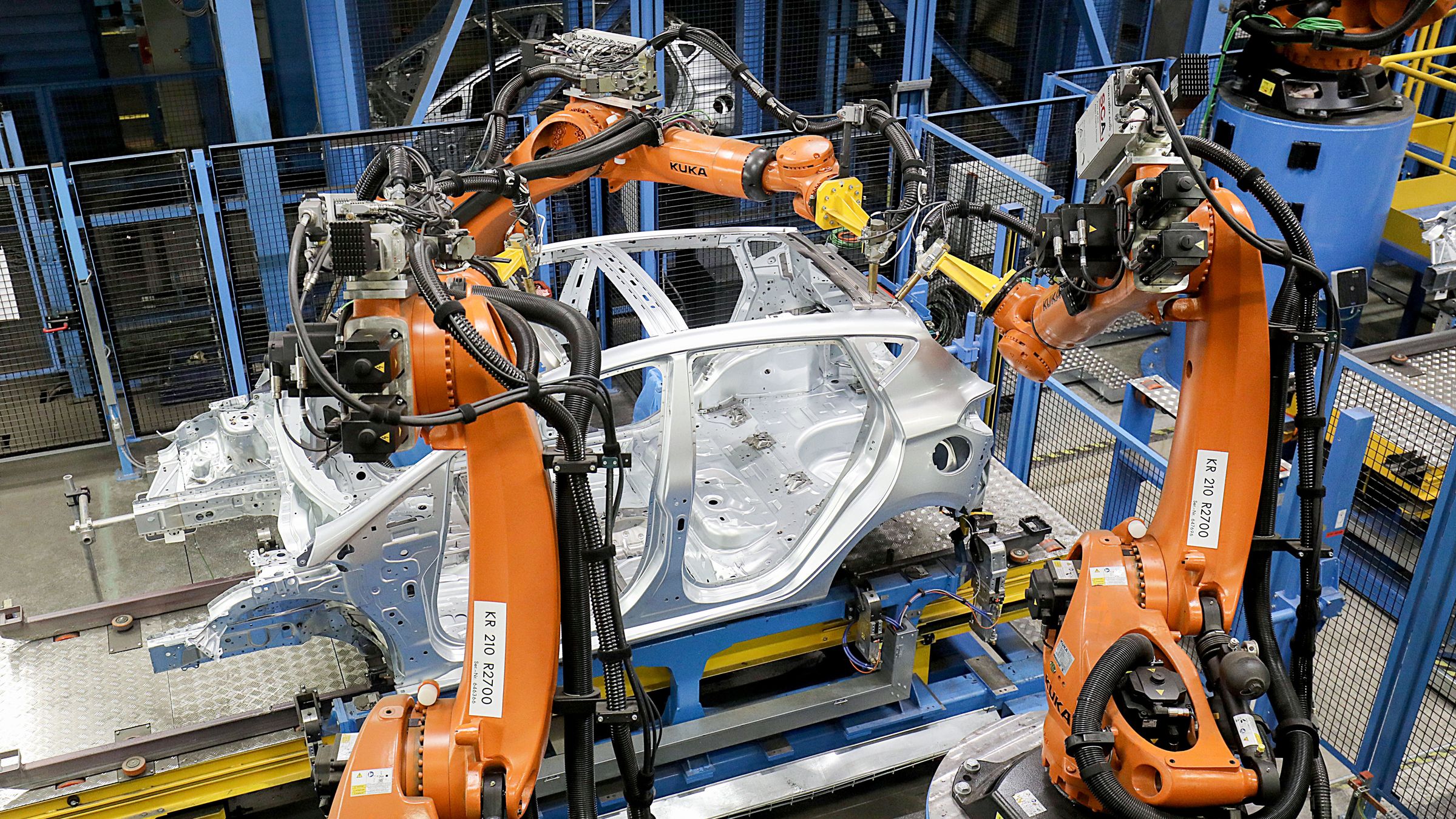 Modern automotive manufacturing facility with advanced robotic automation
