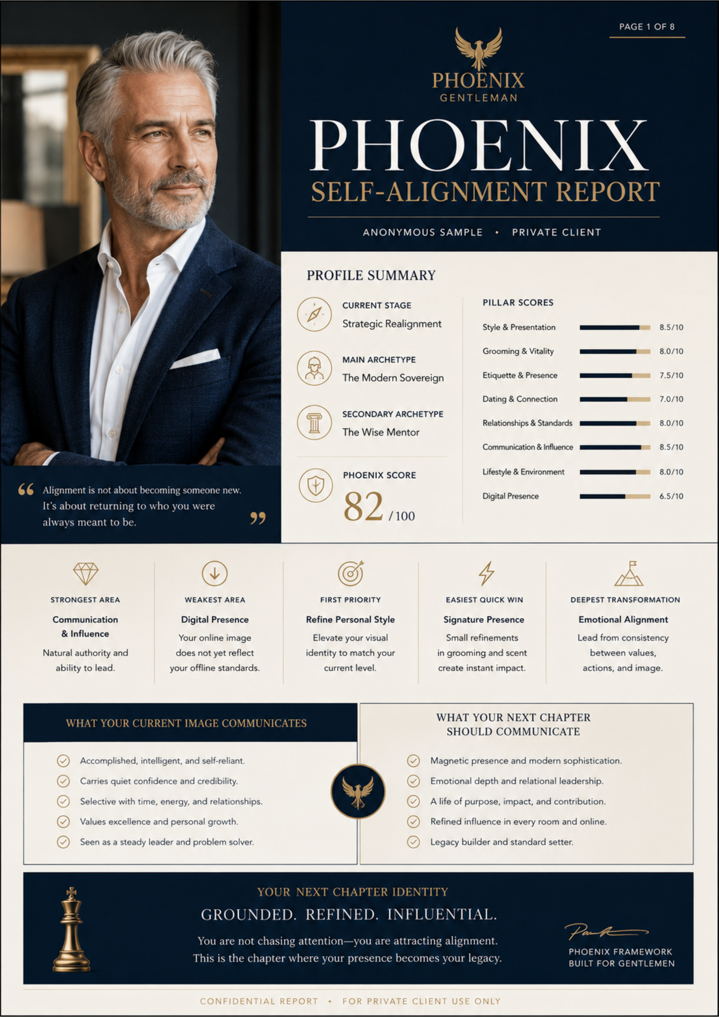 Phoenix report — profile and alignment score preview