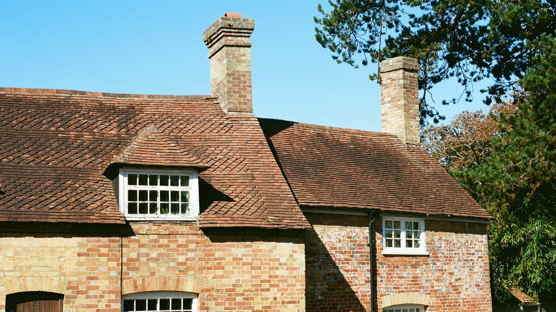 English brick cottage with tiled roof