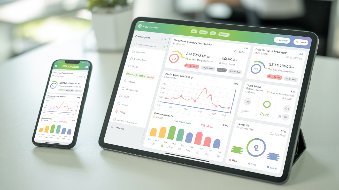 Panel de monitorización de instalación solar en tablet